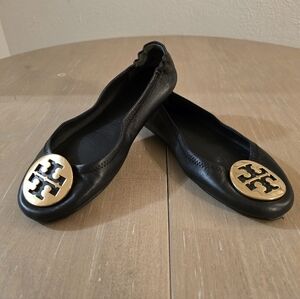 Tory Burch Black Leather Ballet Flats Sz 6